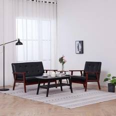 vidaXL Sofagarnitur 2-tlg Schwarz Kunstleder Sofa