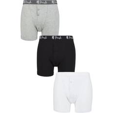 Men's Button Fly Boxers 3-pack - Black/White/Grey