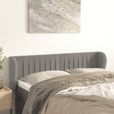 vidaXL Avec Oreilles Meuble de Chambre à Coucher Double Tête de Cadre de Lit Gris Clair 147x23x78/88 cm Velours Tête de lit