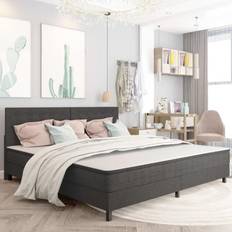 vidaXL Box Spring Dark Grey Fabric 200x200 cm Frame Bed