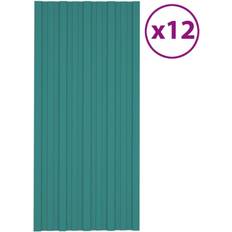 VidaXL Hojas Onduladas de Plástico vidaXL Verde Panel Para Tejado Acero Galvanizado Verde 12 Unidades 100x45 cm