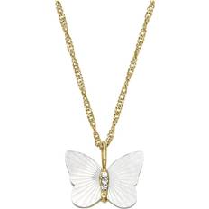 Roestvrij Staal - Vrouw Kettingen Fossil Butterfly Chain Necklace - Gold/Mother of Pearl/Transparent