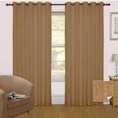 Brown Curtains & Accessories Homescapes W 167cm Drop 182cm, Latte Thermal