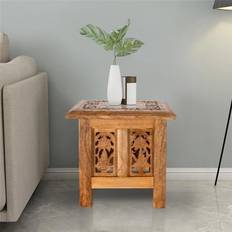 Antique Effect Square Bedside Table