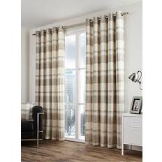Fusion Natural Balmoral Check Eyelet Curtains