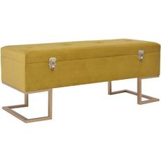 Jaune Banquettes vidaXL Banc Avec Compartiment De Rangement 105 cm Moutarde Velours Banquette