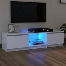 Panche vidaXL Porta con Luci LED Bianco 140x40x35.5 cm Mobile TV