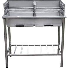 Westerholt Garten Edelstahl-Grilltisch - Edelstahl - Outdoor Verstellbar 100x50,5x87cm