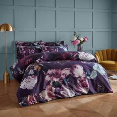Paoletti Cordelia Floral Cotton Set Super King Duvet Cover White, Multicolour, Purple
