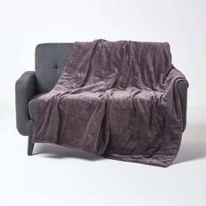 Homescapes Velvet Quilted Throw, 125 Blankets Grey, Orange, Red, Pink, Yellow, Blue, Green
