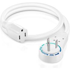 Extension cord 1 foot white flat plug 360 rotating short power cord single outle