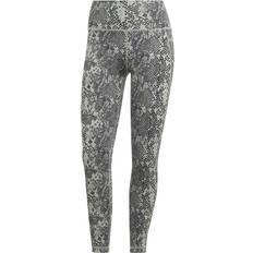 Dame - Sølv - Træningstøj Tights adidas Optime Stash Pocket Training Animal Print 7/8 Leggings - Silver Green/Black