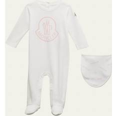 Moncler Night Garments Moncler Enfant Baby White Printed Jumpsuit & Bib Set F05 12-18M