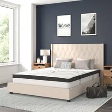 Beige Beds & Mattresses Flash Furniture Riverdale Queen Platform Bed CertiPUR-US Certified Pocket Spring Mattress, HG-BM1