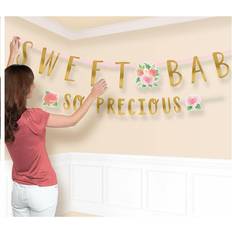 Gold Garlands & Confetti Amscan Floral Baby Jumbo Letter Banner 2