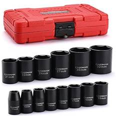 Socket Bits Casoman 14 pieces 1/2-inch drive shallow impact socket set, metric, 6-point 11mm to 32mm Socket Bit