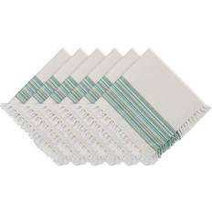 Cloth Napkins Design Imports Fringed Stripe Cloth Napkin Turquoise (50.8x50.8)