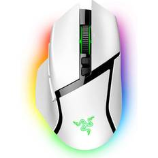 White gaming mouse Razer Basilisk V3 Pro Customizable HyperScroll Tilt Wheel