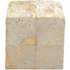 Gold Seating Stools Willow Row Harper & Real Animal Hide Cube Seating Stool