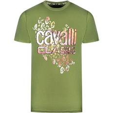 Cavalli Class Leopard Print Logo T-shirt - Green