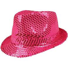 Roze Hoeden Vegaoo Pink Pop Star Sequin Hat