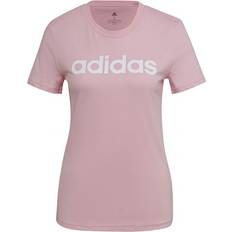 Adidas Women's Loungewear Essentials Slim Logo T-shirt - True Pink/White