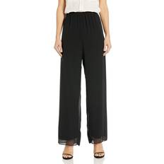 Alex Evenings Plus Straight Leg Chiffon Pants - Black