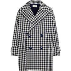 Ami Paris Oversized Houndstooth Wool Coat - Blue