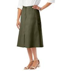 Jessica London Skirts Jessica London Chino Utility Skirt - Dark Olive Green