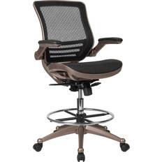 Casters Furniture Flash Furniture BL-LB-8801X-D-GG Mid-Back Transparent Mesh Drafting Office Chair