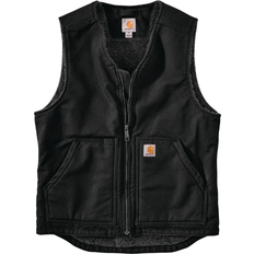 Carhartt Relaxed Fit Washed Duck Sherpa-Lined Vest - Black