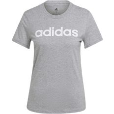 Adidas Women's Loungewear Essentials Slim Logo T-shirt - Medium Grey Heather/White