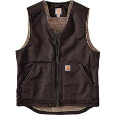 Fleece Vests Carhartt Relaxed Fit Washed Duck Sherpa-Lined Vest - Dark Brown