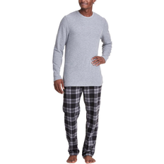 Fleece Pyjamas Hanes Men’s X Temp Sleep Set - Medium Grey Heather/Grey Plaid