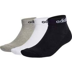 Grau - Trainingsbekleidung Socken adidas Linear Ankle Cushioned Socks 3-Pairs - Medium Grey Heather/White/Black