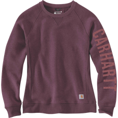 Carhartt Women Tops Carhartt Women's Relaxed Fit Midweight Crewneck Block Logo Sleeve Garphic Sweatshirt - Blackberry Heather