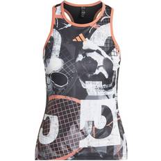 adidas Club Graphic Tank Top - White/Black/Coral Fusion