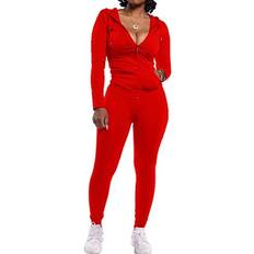 Slim Jumpsuits & Overalls PrettyGarden Women's Two Piece Tracksuit Set - Red