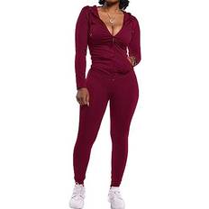 Slim Jumpsuits & Overalls PrettyGarden Women's Two Piece Tracksuit Set - Wine Red