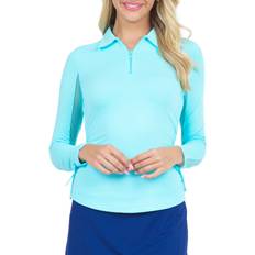 Turquoise - Women Polo Shirts Adjustable Length Long Sleeve Polo - Jade