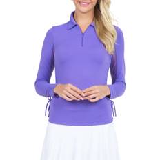 Nylon - Women Polo Shirts Women's Adjustable Drawstring 1/4 Zip Golf Polo - Plum