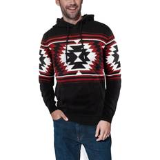 3XL - Slim Sweaters XRay Aztec Hooded Sweater - Black