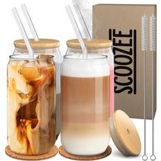 Dishwasher Safe Glass Jars with Straw Scoozee - Glass Jar with Straw 47.3cl 4pcs