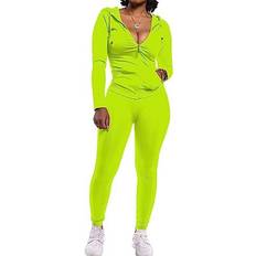 Fitness & Gym - Green Jumpsuits & Overalls PrettyGarden Women's Two Piece Tracksuit Set - Fluorescent Green