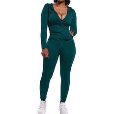 Fitness & Gym - Green Jumpsuits & Overalls PrettyGarden Women's Two Piece Tracksuit Set - Green