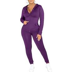 Fitness & Gym Jumpsuits & Overalls PrettyGarden Women's Two Piece Tracksuit Set - Purple