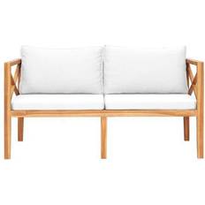 Beige - Teak Havebænke vidaXL hynder massivt Havebænk
