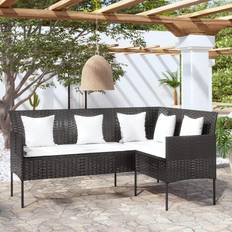 vidaXL A Forma Di L Con Cuscini In Polyrattan Nero Divano da Esterno