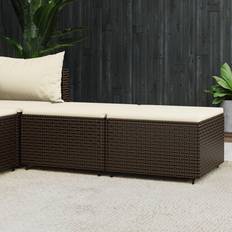 Sgabelli da Esterno vidaXL Poggiapiedi Da Giardino Con Cuscini 2 pz in Polyrattan Marrone