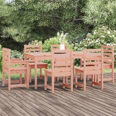 Wood Patio Dining Sets vidaXL natural douglas Garden Patio Dining Set, 1 Table incl. 6 Chairs